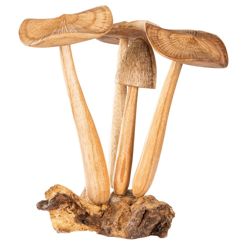 WOODEN 4 MUSHROOMS