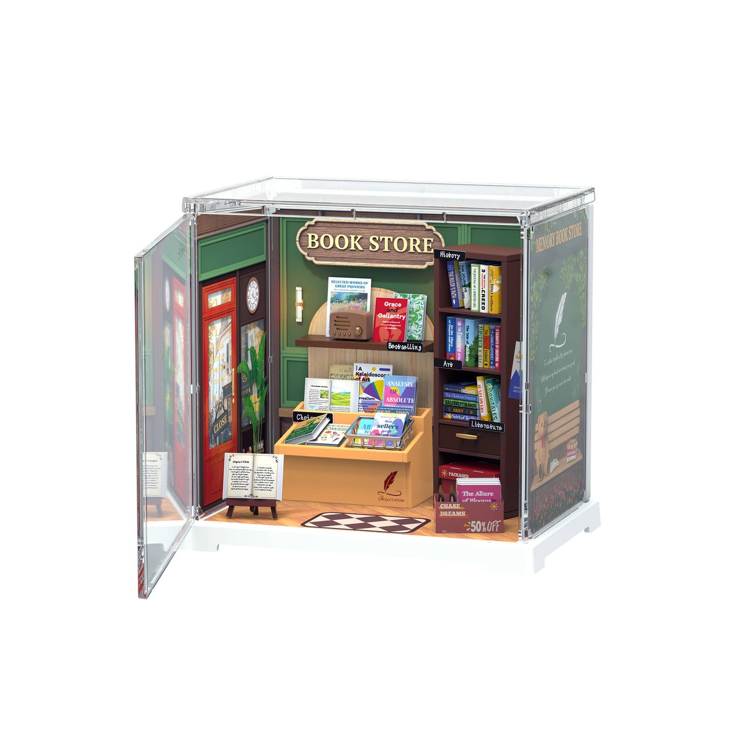 DIY Miniature House Kit: Memory Book Store with Dust Cover