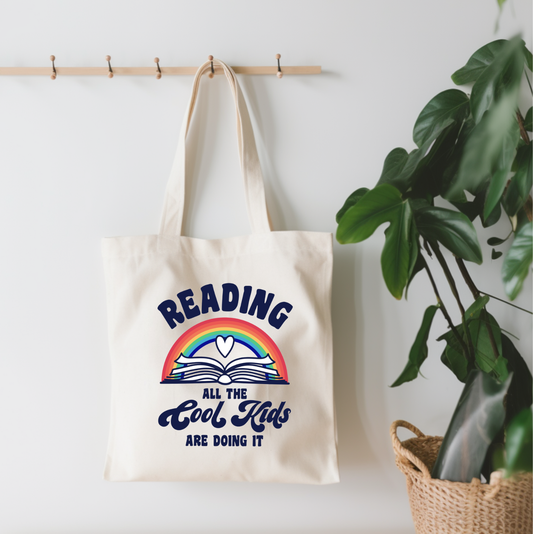 Reading All The Cool Kids Small Canvas Tote Bag