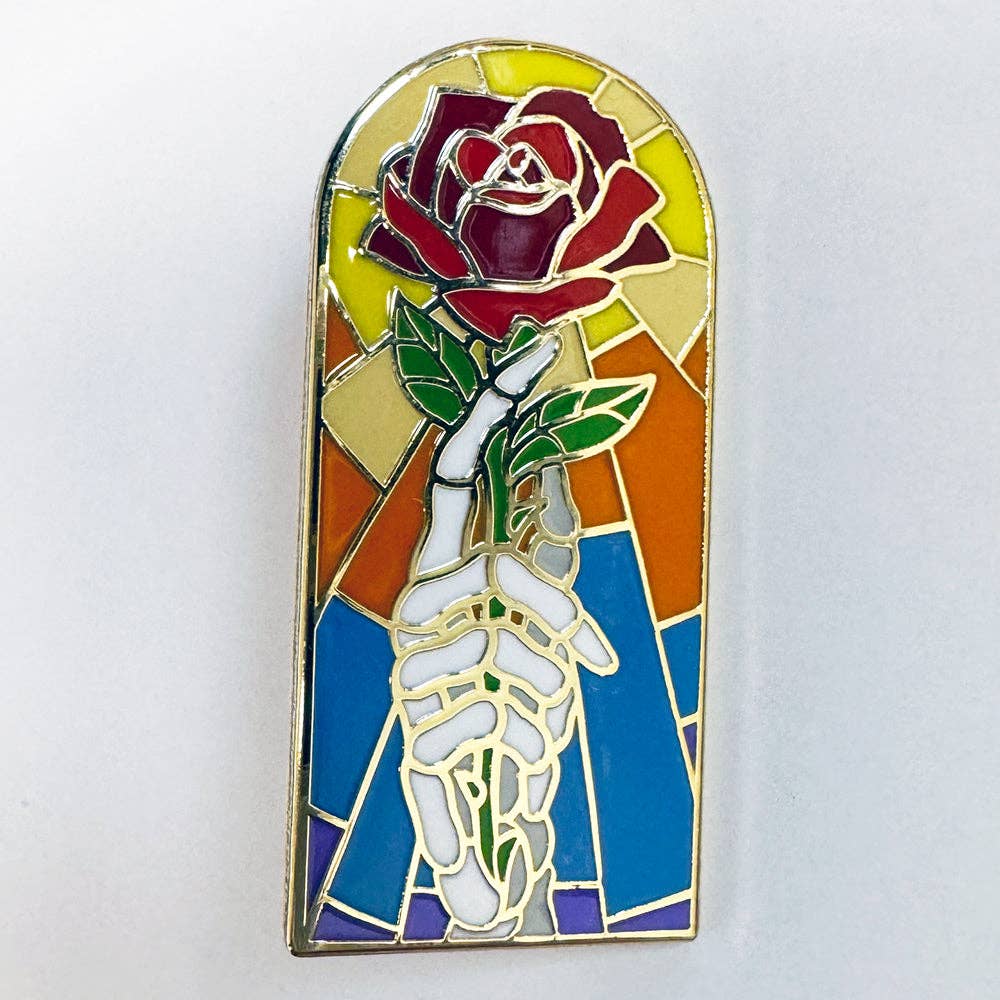Stained Glass Rose Pin