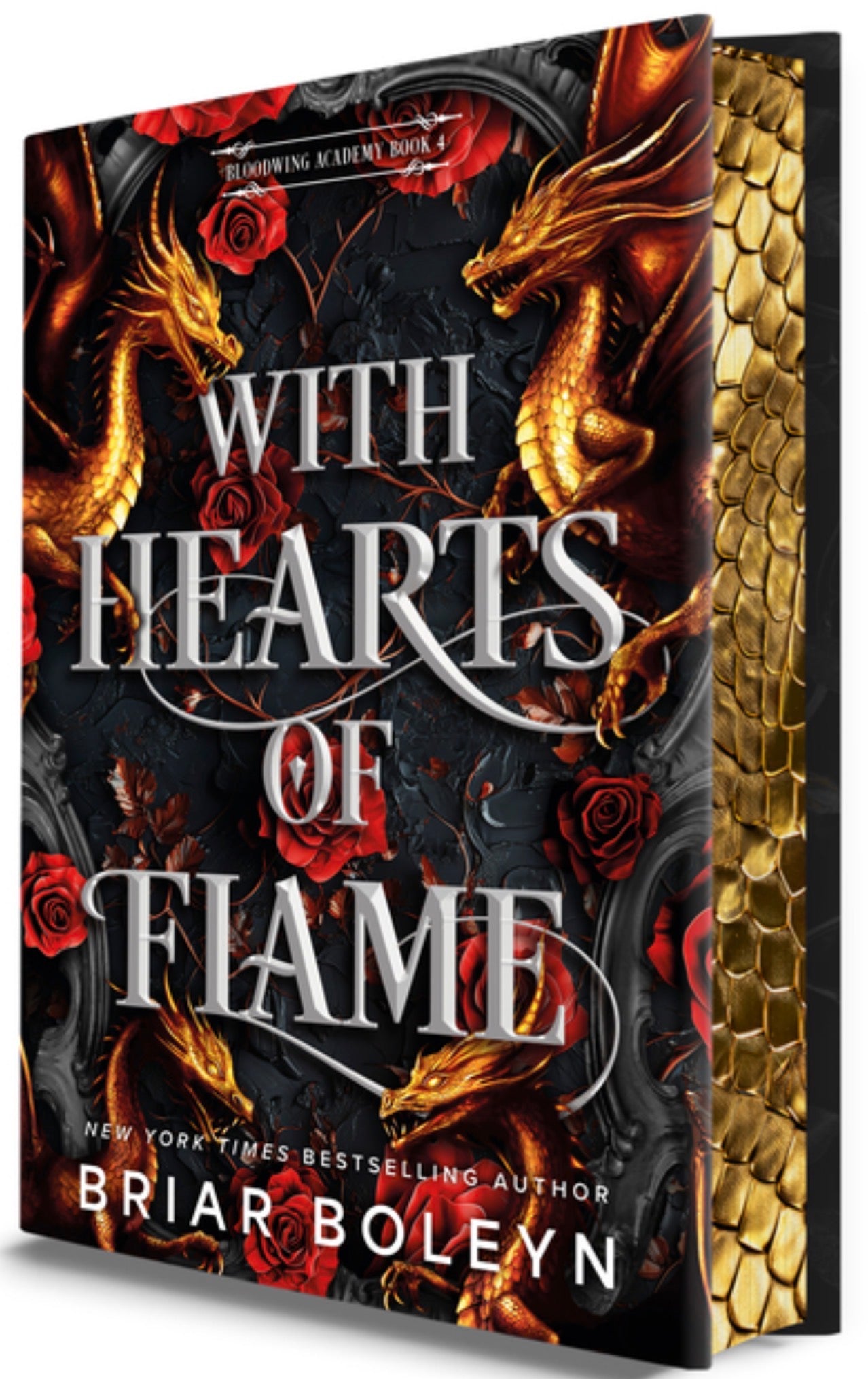 With Hearts of Flame (Deluxe Limited Edition): A Dark Academia Romantasy Novel of Vampires and Dragons Featuring Stenciled Edges and Illustrated Endpa (Bloodwing Academy #4) PRE-ORDER 10/20/26