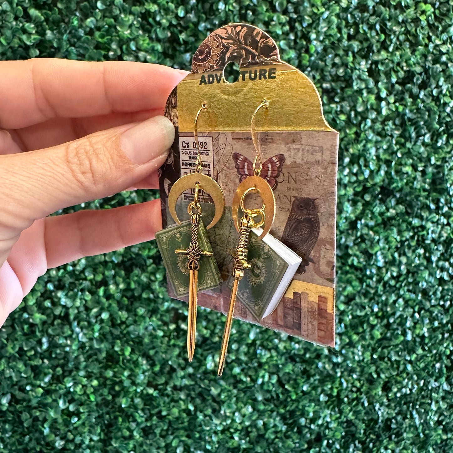 Earrings by local artist The Witches Corner