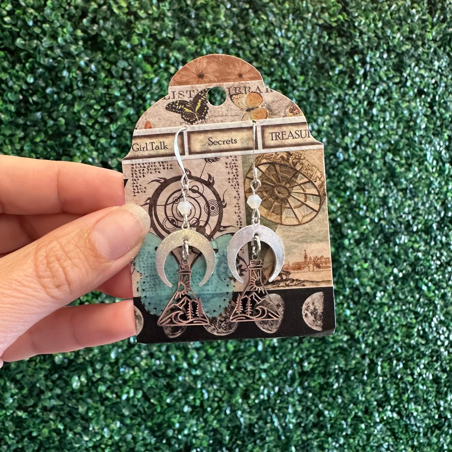Earrings by local artist The Witches Corner