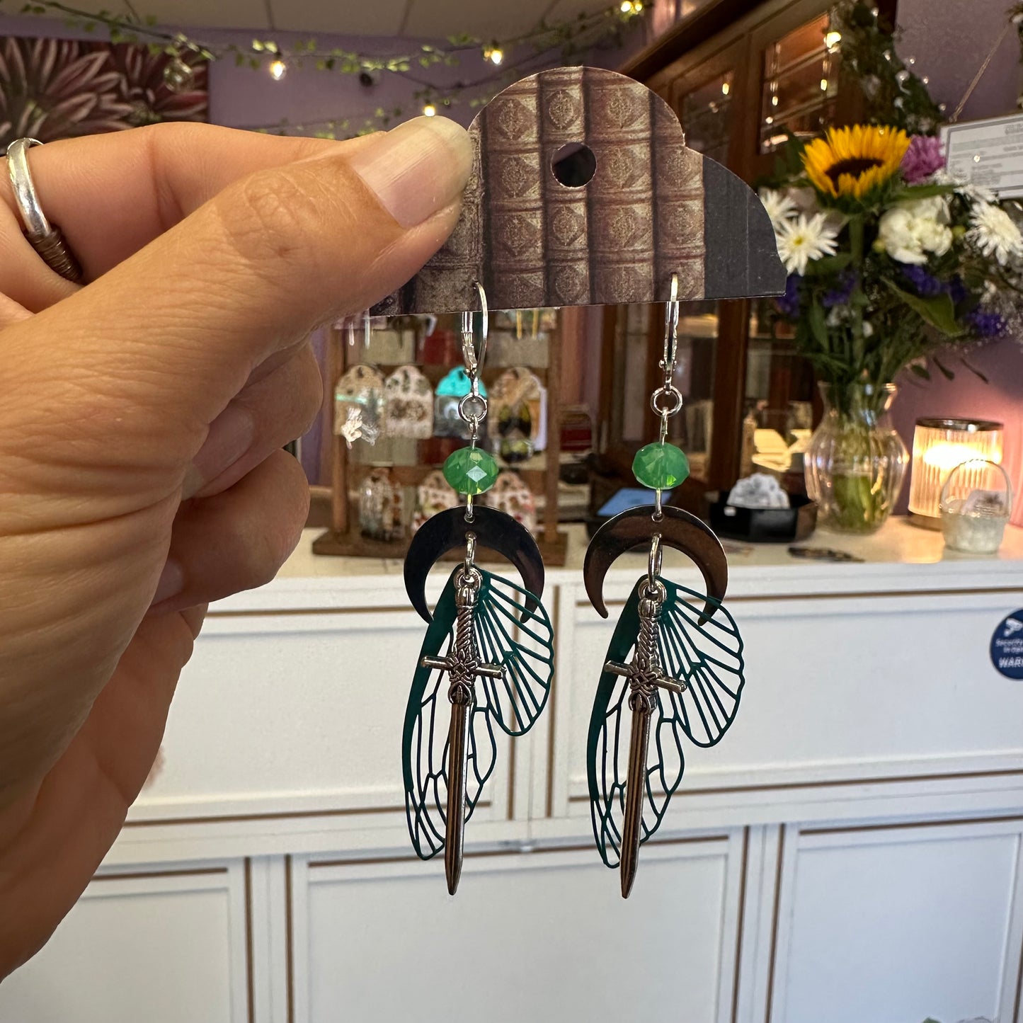 Earrings by local artist The Witches Corner