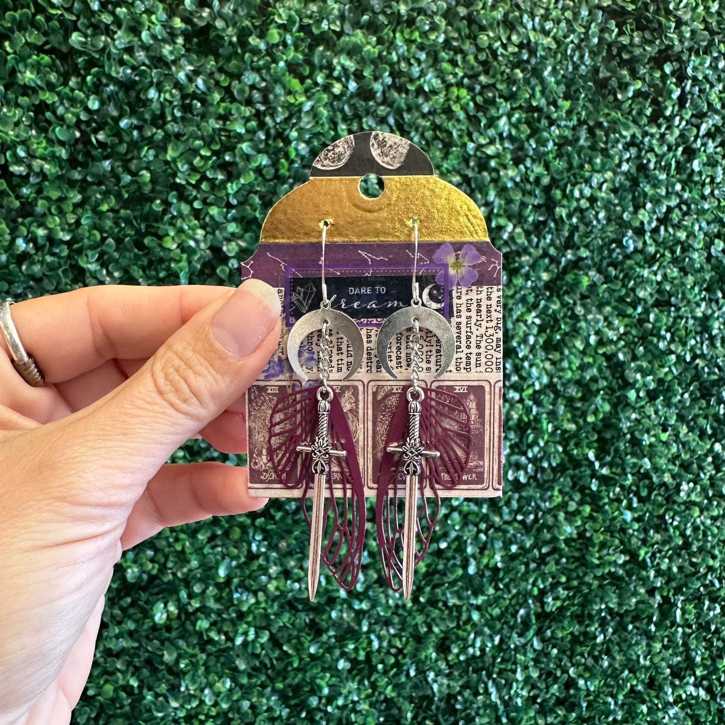 Earrings by local artist The Witches Corner