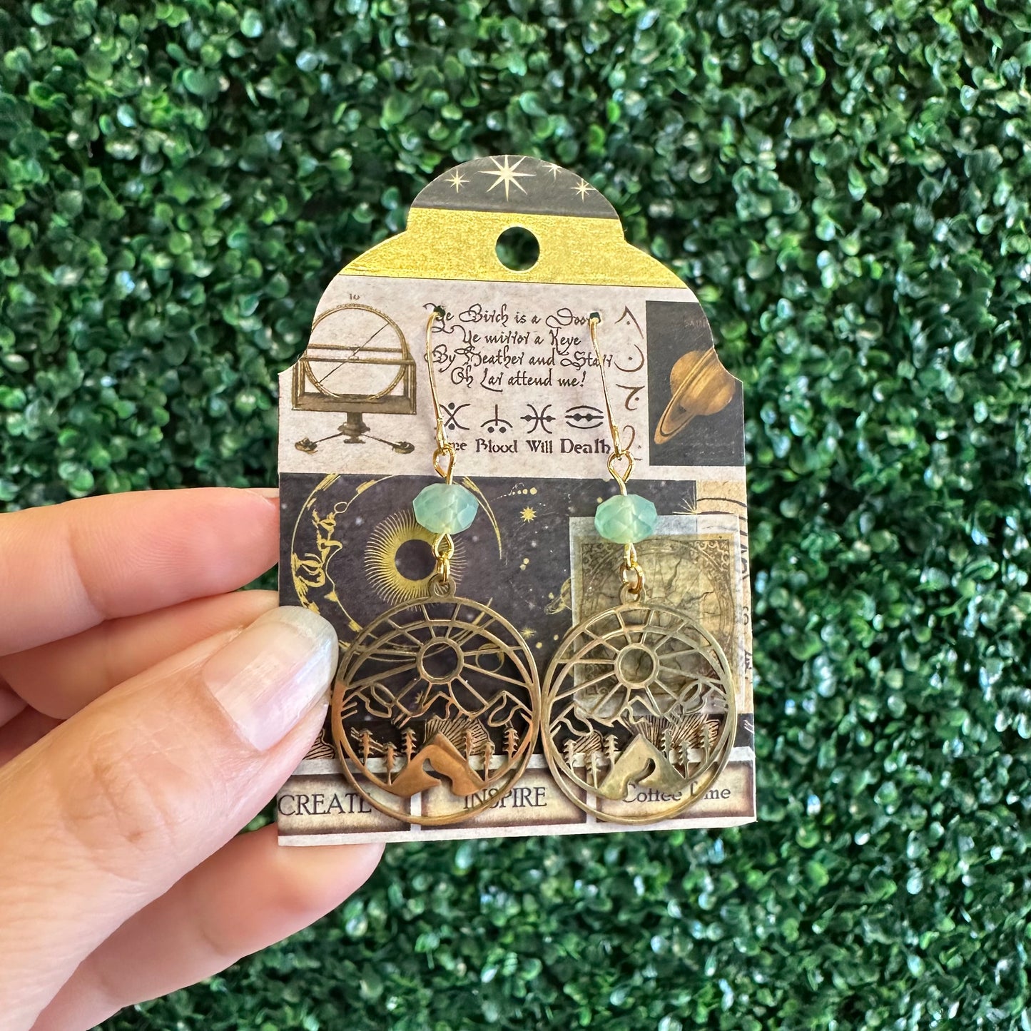 Earrings by local artist The Witches Corner