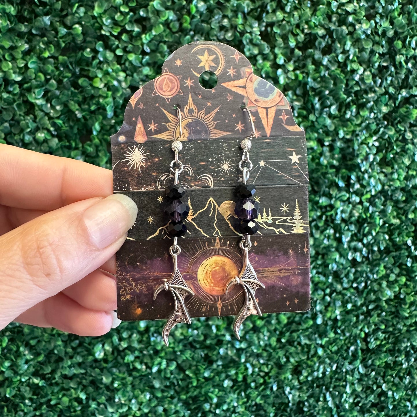 Earrings by local artist The Witches Corner