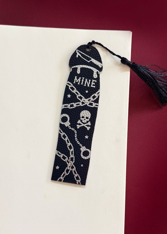 Dark Romance Cockmark Bookmark: Black/Silver Leatherette